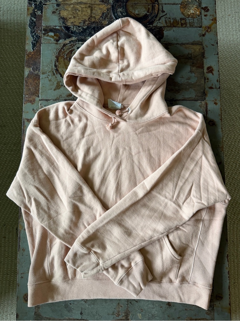 Vintage Champion Men’s Reverse Weave Hoodie Sweatshirt in Peach